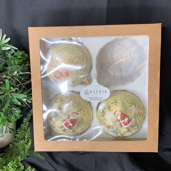 Set of 3 VITBIS hand blown / hand made glass Christmas ornaments made in Poland - Picture 8 of 8